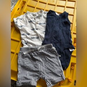 FIRSTS by Petit Lem Navy and White Kids Matching Set